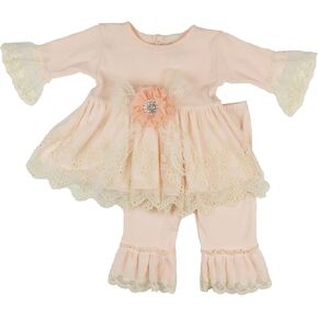 Haute Baby Sweet Angel Full Sleeve Swing Pants Set Girls Legging Set - Peach (Kids Size)