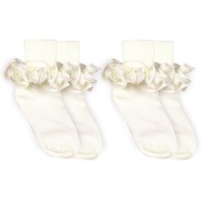 Jefferies Socks Girls Misty Ruffle Lace Dress Turn Cuff Socks 2 Pair Pack