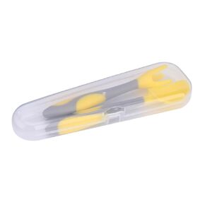 1 Set Training Tableware Non Slip Utensils for Curved Design for Comfort Lemon Yellow