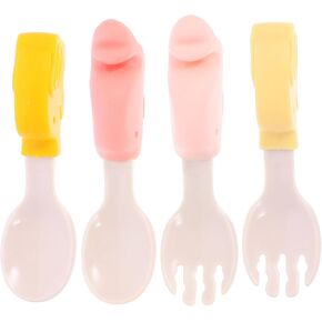 BESPORTBLE 2 Sets Spoon Fork Set with Boxes Feeding Essentials Non Breakable Easy to Clean for Self Feeding and Developing Grasp Skills