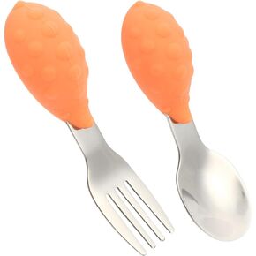 Kisangel 1 Set Silicone Steel for Safe Non Slip Utensils Integrated Design for Dining Easy to Use for All Ages