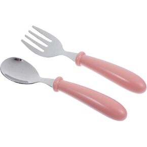 1 Set Durable Stainless Steel Spoon Fork for Lightweight Feeding Utensils Blue for Self Feeding Easy to Hold Includes Storage Box for Convenient Use