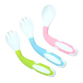 Milisten 3 Sets Spoon Fork Tools in Pink Green and Blue Designed for Feeding and Healthy Material for Practice