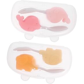 BESPORTBLE 2 Sets Tableware Set Forks Spoons for Self Feeding Food Grade Training Utensils with Non Slip Handles for Showers Registries
