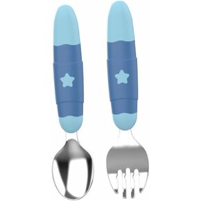 1Set Stainless Steel Cartoon Fork and Spoon Portable Reusable Cutlery for Ergonomic Design and for Tableware Use