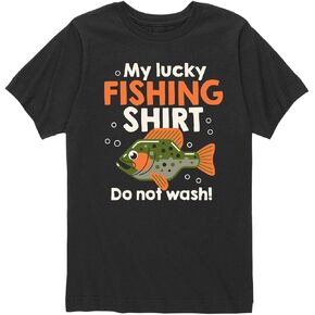 Instant Message - Lucky Fishing Shirt - Toddler Short Sleeve T-Shirt - Size 5T Black