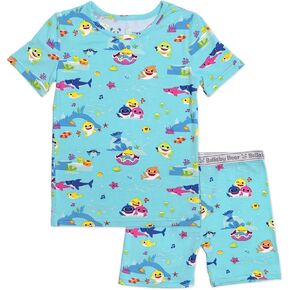 Bellabu Bear Baby Shark Kids Shorts Set for Boys & Girls, Matching Family Pajamas, Rayon from Bamboo