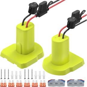 2 Packs Power Wheel Adapter for Ryobi 18V Battery, Upgraded Battery Converter Kit with Switch, Fuse & Wire Terminals, 12 AWG Wire, Power Connector for DIY RC Car Toys Robotics