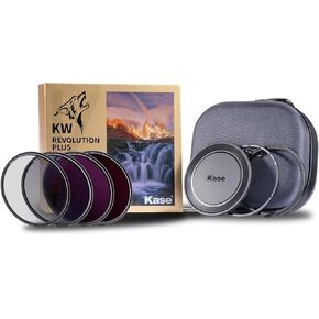 Kase 82mm Wolverine Revolution Plus Master Magnetic Filters Kit Includes CPL ND8 ND64 ND1000 Lens Cap & Filter Bag, Shockproof Tempered Optical Glass & Color Coded Rings