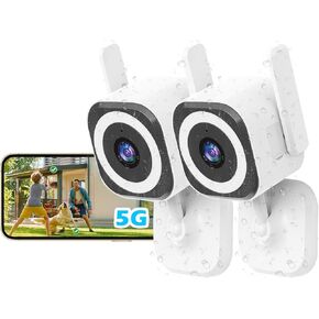 5G Outdoor/Indoor Cameras for Home Security, 1080P Baby Monitor Camera for Pet/Babyroom/Cat/Dog/Nanny/Elder, IP66 Waterproof, 3 Night Vision, Alarm Siren, SD/Cloud