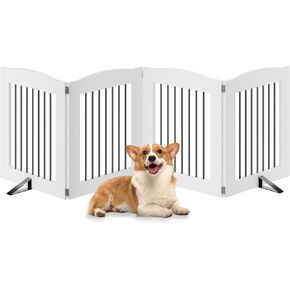 ROOMTEC Freestanding Dog Gates,Foldable Dog Fence Indoor Puppy Gate for Stairs,Doorways,Step Over Fence 24" Height 3 Panels