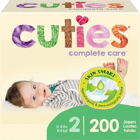 Cuties | Skin Smart, Absorbent & Hypoallergenic Diapers with Flexible & Secure Tabs | Bulk Case | Size 2 | 200 Count