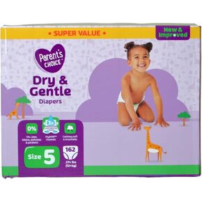 Parent's Choice Diapers, Dry & Gentle Diapers Size 5 - Super Value 162 Count with IncrediShop Gift Bookmark
