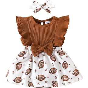 Baby Girl Clothes Newborn Romper Dress Baseball Football Soccer Basketball Infant Ruffle Sleeveless Summer Outfits Headband