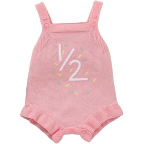 Yanmucy First Birthday Outfit Knit Sleeveless Baby Girl Romper 1st Birthday Girl Outfit Cake Smash Outfit