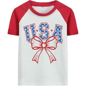 الفتيات الرابع من يوليو قميص القميص القوس ، قوس قزح وفي الولايات المتحدة الأمريكية Tees Toddler American Flag Independence Patriotic Kids T-Shirt