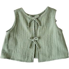 MakeMeChic Toddler Girl's Bowknot Crew Neck Tank Tops Sleeveless Summer Shirt