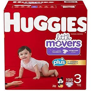 Huggies Little Movers Plus Diapers, Size 3 (198-Count)