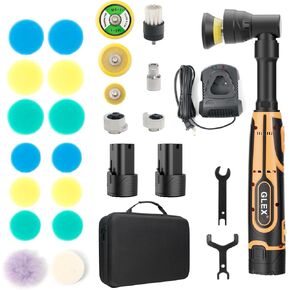 GLEX Cordless Mini Polisher, 12V Cordless Scratch Repairer, Mini Cordless Car Polisher with Polishing Pad and Wool Pad, Premium Set for Polishing, Sanding and Cleaning.
