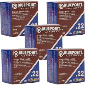 BLUEPOINT .22 Cal Brown Neck Down Single Shot Powder Load for Powder Actuated Fastening System, (500 - Count). Item# 22SGNDL2 5-Pack Save $10