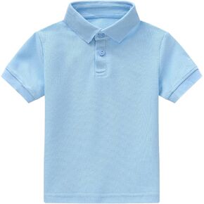 Boys Solid Color Polo T-Shirts,Button Down Cotton Collared Polo Shirts,Toddler Kids Short Sleeve Tops Clothes