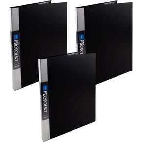 Itoya Art ProFolio IA-12-8 8.5 x 11" Black Original Portfolio with Plastic Sleeves with 48 Pages - Portfolio Folder for Artwork with Clear Sheet Protectors (3-Pack)