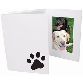 PAW Print Black Foil on White Cardboard Photo Folder Our Price is for 25 Units - 4x6