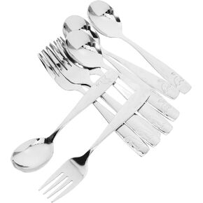 5 Sets Utensil Forks and Spoons for Dinosaur Handle Design Dishwasher Safe Eating Tools for Independent Feeding