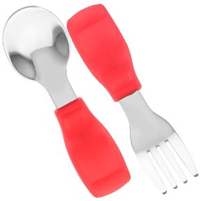 1 Set Spoon Fork Utensils Lightweight Smooth Design for Newborns for Home Use Easy to Hold Safe for Little Mouths