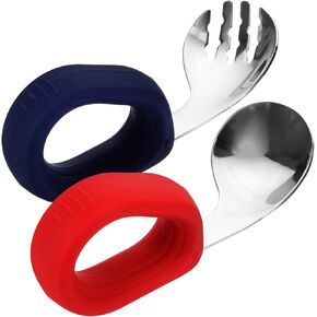 1 Set Portable Fork and Spoon Utensils Ergonomic Design Safe for Self Feeding Handle Easy to Clean and Colors
