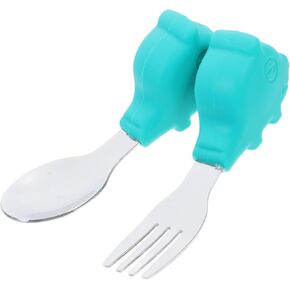 1 Set Portable Fork Spoon Ergonomic Utensils for Self Feeding Easy to Clean Lightweight Durable for Home School Use