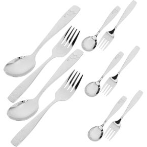 KICHOUSE 5 Sets Utensil Forks Spoons with Dinosaur Handle Ergonomic Design for Dishwasher Safe for Meal