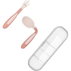 Wakauto 1 Set Training Tableware Pink Forks Spoons for Safe Food Grade Utensils for Showers for Gums Adorable Engage