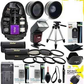 Giant All You Need Accessory KIT for Nikon D3100 D3200 D5000 D5100 with Backpack Tripod Flash TELEPHOTO Lens Wide Angle Lens Filter KIT Remote Control Close UP Lenses 2 EN-EL14 Batteries and Charger