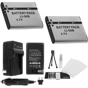 LI-50B Battery 2-Pack Bundle with Rapid Travel Charger and UltraPro Accessory Kit for Select Olympus Cameras Including SZ-14, SZ-15, SZ-16, Tough TG-610, and TG-620