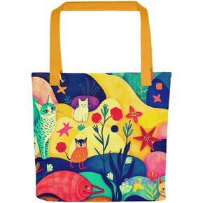 Lillyin Love® Designer Tote – Funny Beach Cats, Eco style Look, Durable with soft Cotton Strap, Lightweight Cat Gift, Boho Style