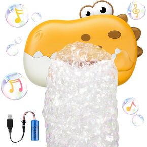 Baby Bath Toys, Rechargeable Dinosaur Bath Bubble Machine with Music, Bathtime Bathtub Toys for Toddlers Birthday Gift, Bath Dino Bubble Maker Toys for Kids Ages 1-3 4-8, Green