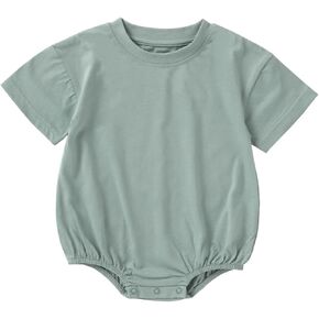 Bafeicao Baby Boy Girl Bubble Romper Organic Cotton Infant Summer Oversized Toddler T-Shirt Bodysuit Short Sleeve