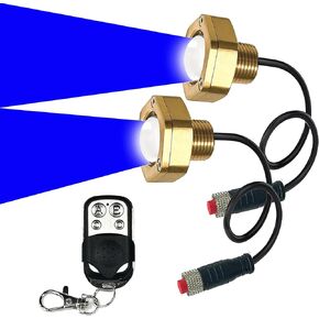 2Pcs Red Standard 1/2" NPT Boat Drain Plug Light with APP RF Remote Control，Underwater LED Boat Light,40W 4100LM IP68 Waterproof Smart Cooling System for Yachts, Kayaks