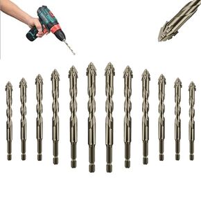 12pcs-New Four-Flute Sawtooth Eccentric Drill Bit, Multifunction Drill Bit Set,High Hardness Skewed Head Eccentric Drill(4+5+6+8+10+12mm)×2