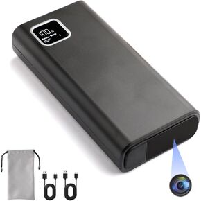 2K HD Camera, 64G Security Cam with Motion Detection, Small Camera with Night Vision, 10000mAh Power Bank with Gravity Sensor for Indoor Nanny Cam with 64G SD Card No APP