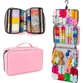 Hair Bow Organizer for Girls Bag - Large Capacity Girls Accessories Organizer, Holds Headbands & Clips, Scrunchies and Pony Tail Holder with a Rotating Hook, Travel-Friendly