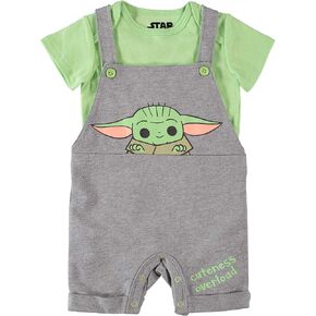 STAR WARS Baby Boys Newborn Infant Baby Yoda Shortall Romper and Tshirt Set
