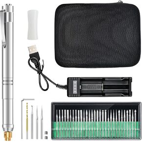 BAIQI Electric Micro Engraving Pen Set,USB Chargeable Cordless Rotary Tools,37000 PRM and Low Noise,40 Pcs Accessories for Wood Stone Jewelry Ceramic Glass Metal Engraving Driling Cutting