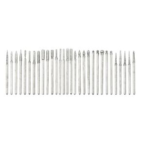 30Pcs Diamond Burr Bits Diamond Jewelry Drill Bits for Glass Shells Gemstones, Compatible with Dremel Rotary Tool, 1/8" (3mm) Shank