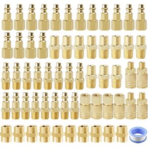 مجموعة Air Coupler & Plug ، 62 PCS 1/4 "مجموعة تركيبات أدوات AIR NPT ، و Connect Quick Hose Bittings Air Compressor Accessories