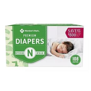 Member's Mark Premium Newborn Diapers (Netcount 108 Diapers ),, 108Count ()