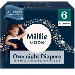 Millie Moon Overnight Diapers(Size-6 and count-42) Diaper Weight Range: 35+ lbs