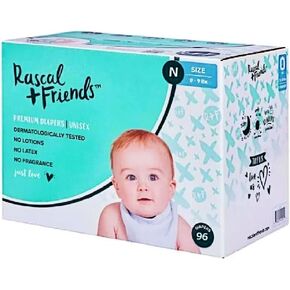 Rascal + Friends New~Born Premium Diapers, 96 Count, 1 Pack (Packaging May Vary)