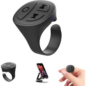 TikTok Scrolling Ring for iPhone, Page Turner for iPad, Bluetooth Remote Shutter, Remote Control for TikTok, iPad, iPhone, Android, Ebook Reading (Black)